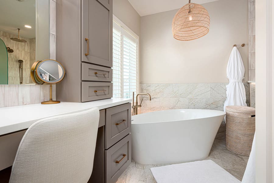 Lancaster Primary Bathroom Remodel with freestanding bathtub