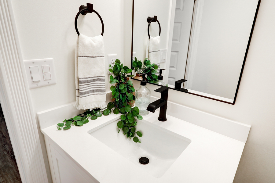 Lancaster Half bathroom remodel with matte black finished