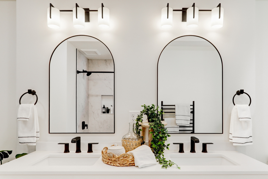 Lancaster Primary Bathroom Remodel with matte black accents