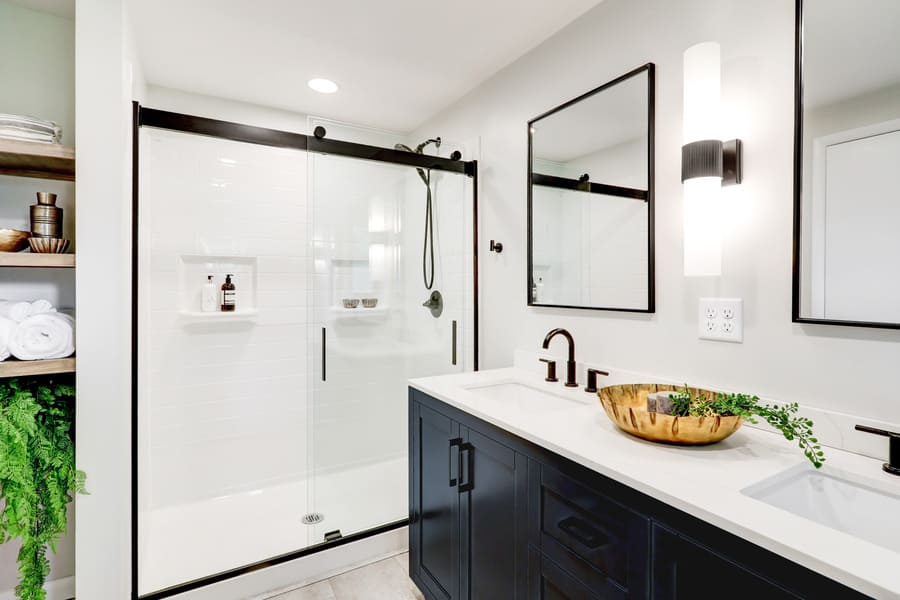 Lancaster Primary Bathroom Remodel with shower with sliding doors